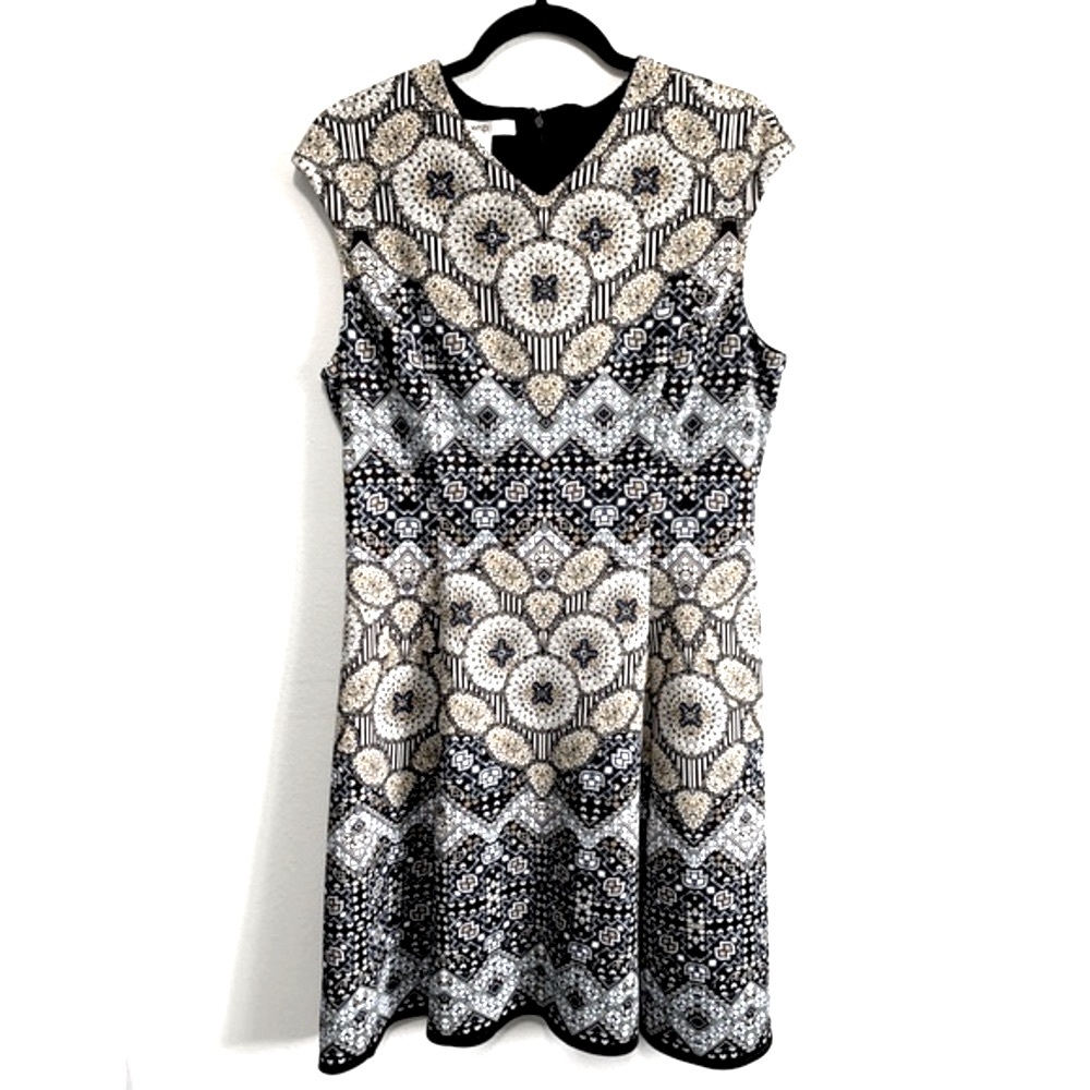 Wisp Geometric Print Sleeveless Swing Dress